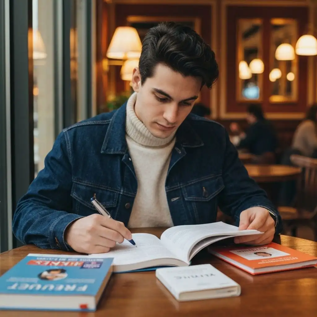 Persona aprendiendo francés - Recursos y métodos para nivel B1 B2 visa Francia